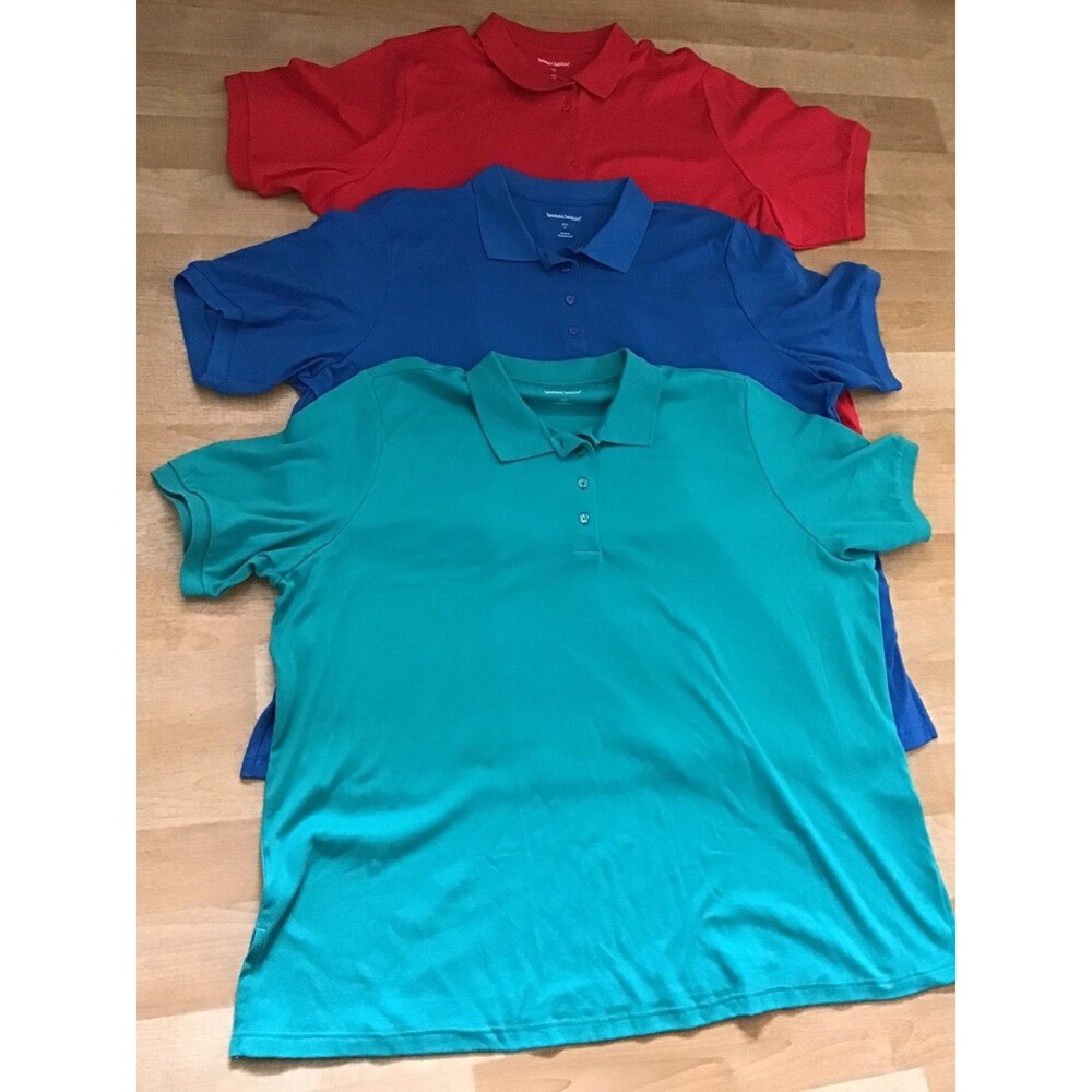 Woman Within Polo Shirt Womens Plus Size 3X Short Sleeve Lot of 3 Blue Green Red - Picture 2 of 12